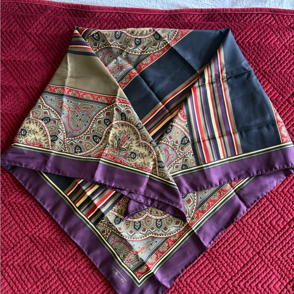 Talbots 100% silk Elegant Multicolor Patterned Scarf. ~34” square